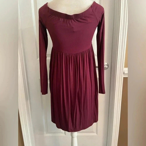 MTS Off the Shoulder Babydoll Burgundy Wine‎ Color Dress size Small. NWT - Picture 5 of 11